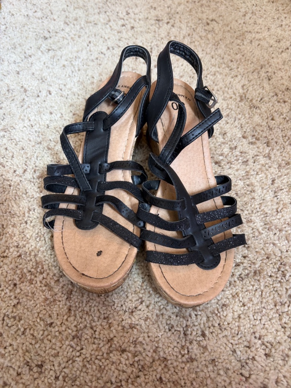 SO Black Multi-Strap Girls' Sandals with Buckle